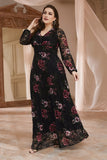Plus Size Black Floral Lace Mãe do Vestido de Noiva
