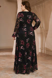 Plus Size Black Floral Lace Mãe do Vestido de Noiva