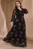 Plus Size Black Floral Lace Mãe do Vestido de Noiva