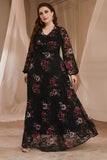 Plus Size Black Floral Lace Mãe do Vestido de Noiva