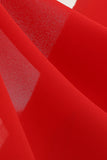 Um vestido vintage vermelho de pescoço v linha com mangas curtas