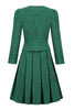 Carregar imagem no visualizador da galeria, Um vestido vintage xadrez de grade v pescoço verde