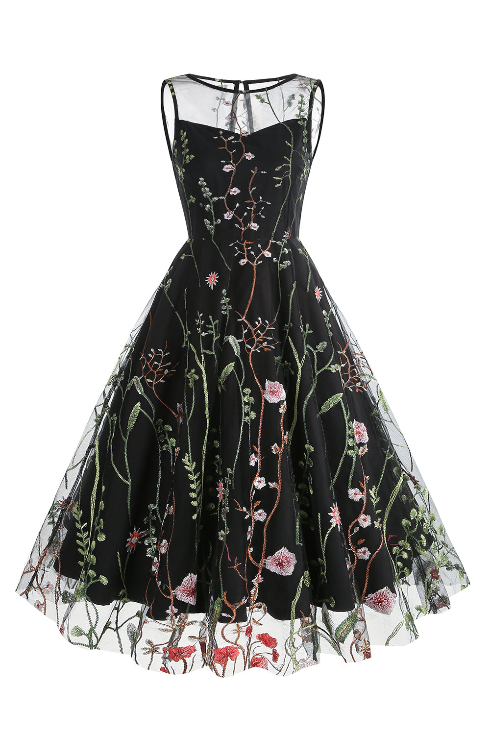 Um vestido vintage preto de joia de linha com bordado