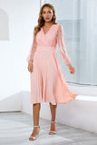 Vestido de renda manga comprida com folhos
