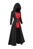 Vestido de Halloween com capuz manga comprida preta