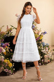 Vestido de cocktail renda comprido branco