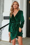 Vestido de veludo verde escuro