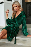 Vestido de veludo verde escuro
