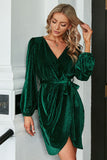 Vestido de veludo verde escuro
