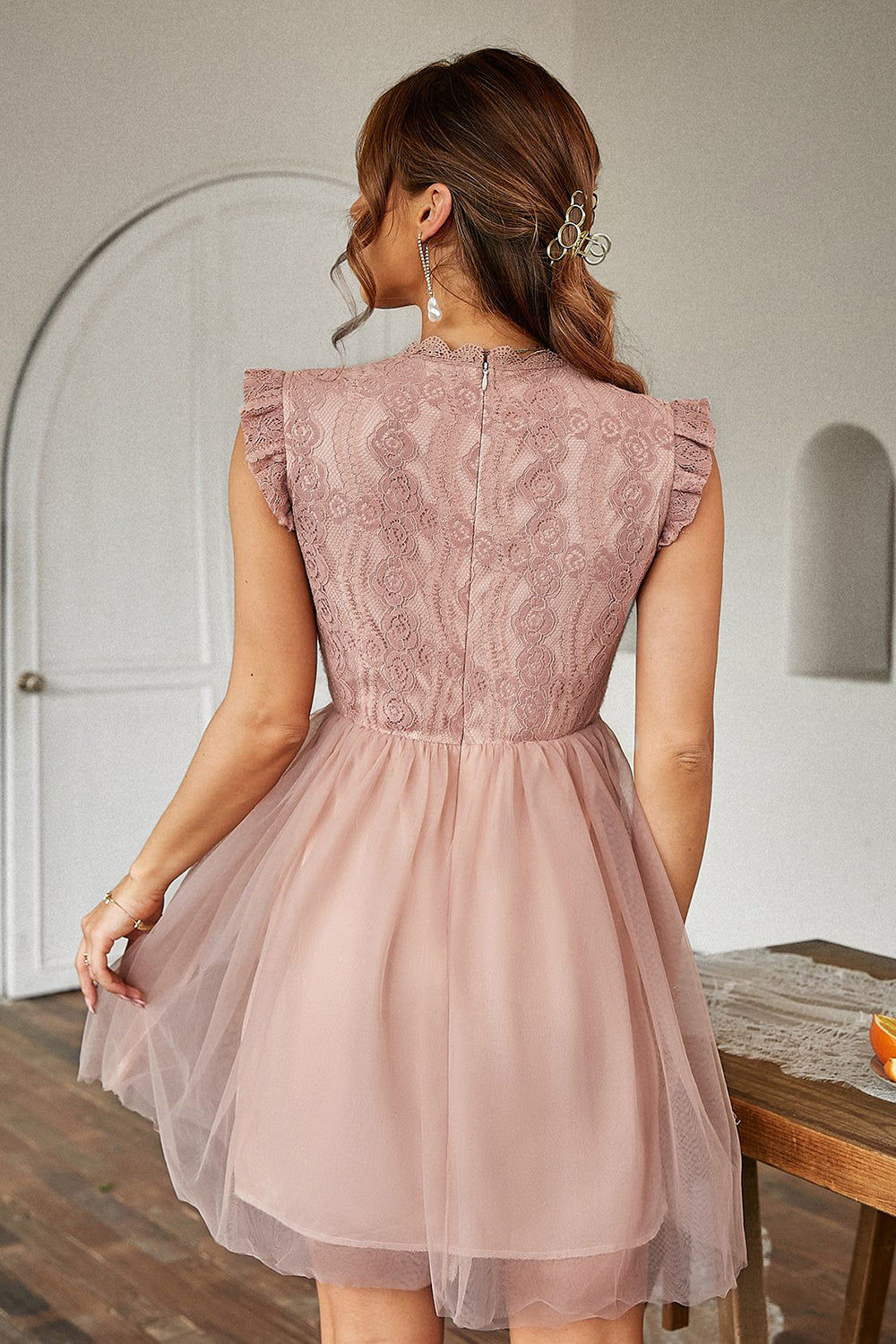 Rosa vestido de cocktail
