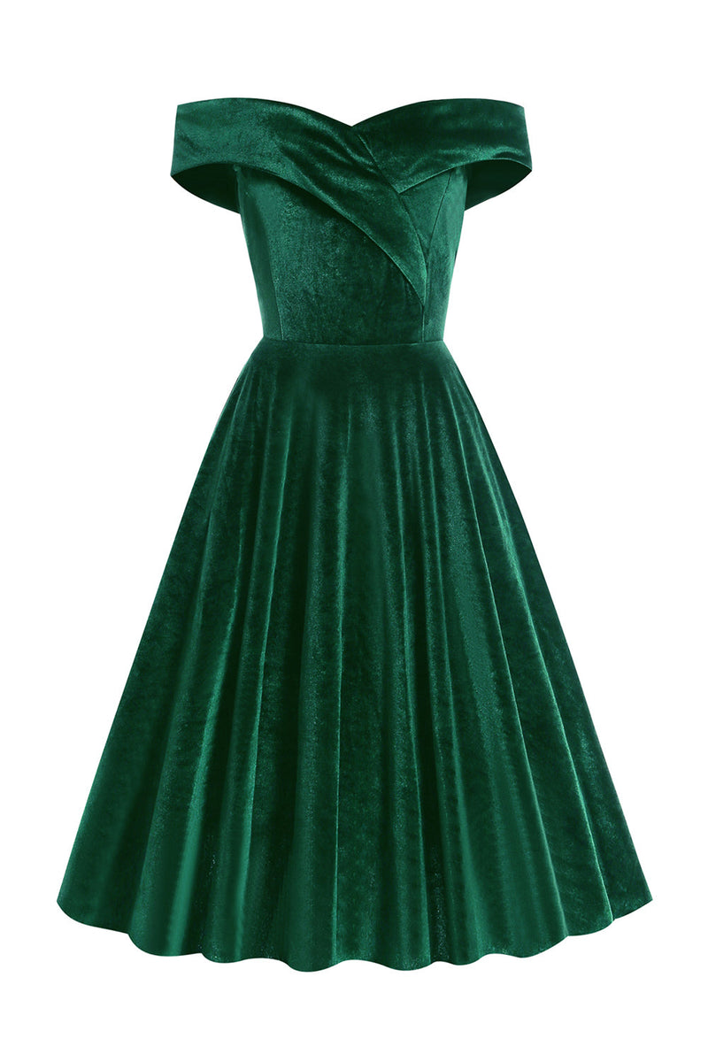Carregar imagem no visualizador da galeria, Verde escuro vestido de veludo