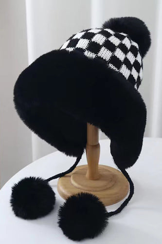 Chapéu de malha xadrez preto