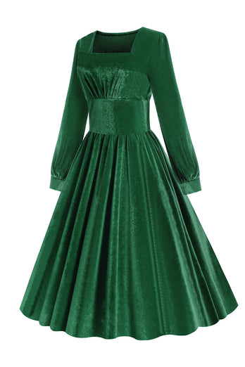 Vestido vintage de veludo verde escuro