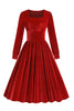 Carregar imagem no visualizador da galeria, Vestido vintage de veludo vermelho Midi