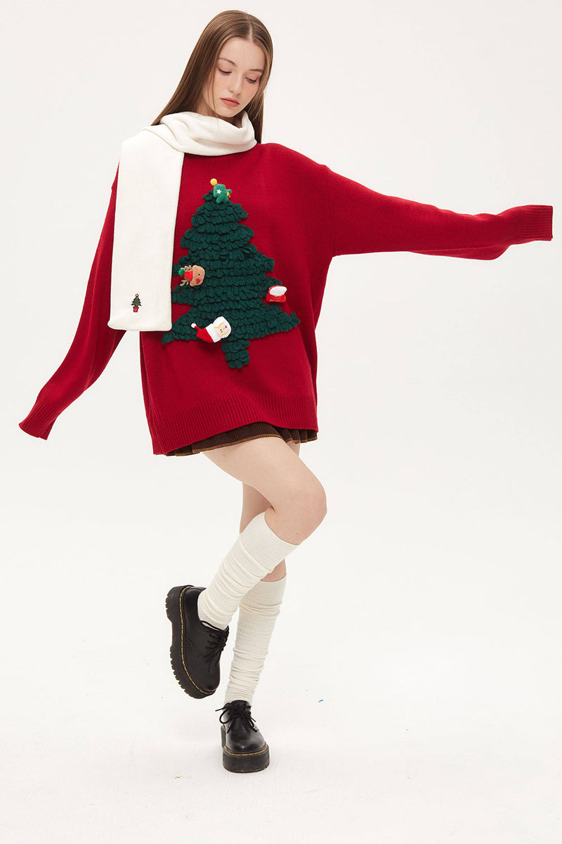 Carregar imagem no visualizador da galeria, Camisola de Natal manga comprida solta