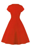 1950s Vestido Vintage A-Line Pescoço Redonda
