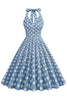Carregar imagem no visualizador da galeria, 1950s Vestido Pontos de Polka Azul