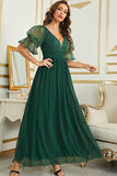 Vestido de Dama de Honor Com Renda Borgonha Chiffon