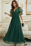Vestido de Dama de Honor Com Renda Borgonha Chiffon