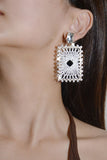 Brincos trançados quadrados Rhinestones