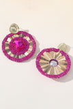 Liga Rhinestones Fuchsia Brincos Redondos