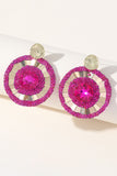 Liga Rhinestones Fuchsia Brincos Redondos