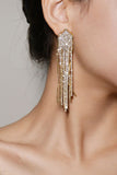 Brincos de Tassel Longos de Strass Dourados
