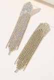 Brincos de Tassel Longos de Strass Dourados