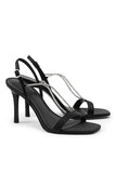 Dedo Quadrado Stiletto Preto Salto Alto com Missangas