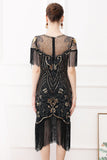 Preto Lantejoulas 1920s Vestido com Franjas