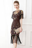 Preto Lantejoulas 1920s Vestido com Franjas
