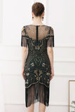 Preto Lantejoulas 1920s Vestido com Franjas