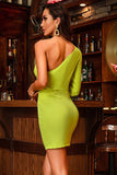 Um ombro cortado verde curto Homecoming Dress