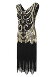 Franjas Sparkly vestido dos anos 1920 com mangas sem mangas