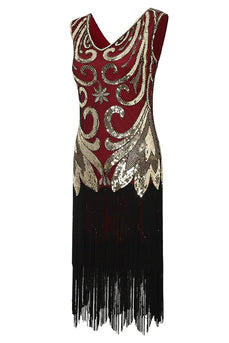 Franjas Sparkly vestido dos anos 1920 com mangas sem mangas