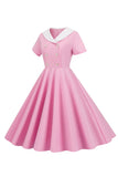 A Line Pink Short Sleeveless Vestido dos anos 1950