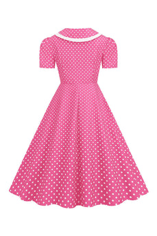 Pink Polka Dots Peter Pan Vestido dos anos 1950