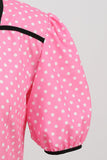 Rosa mangas curtas Polka Dots vestido dos anos 1950