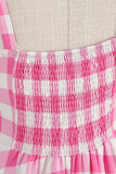 Plaid Rosa Esparguete Correias Uma Linha 1950 Vestido