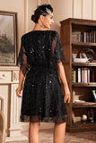 Batwing Mangas Champagne Sequins Vestido dos anos 1920