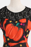 Halloween abóbora estampado laranja vestido vintage