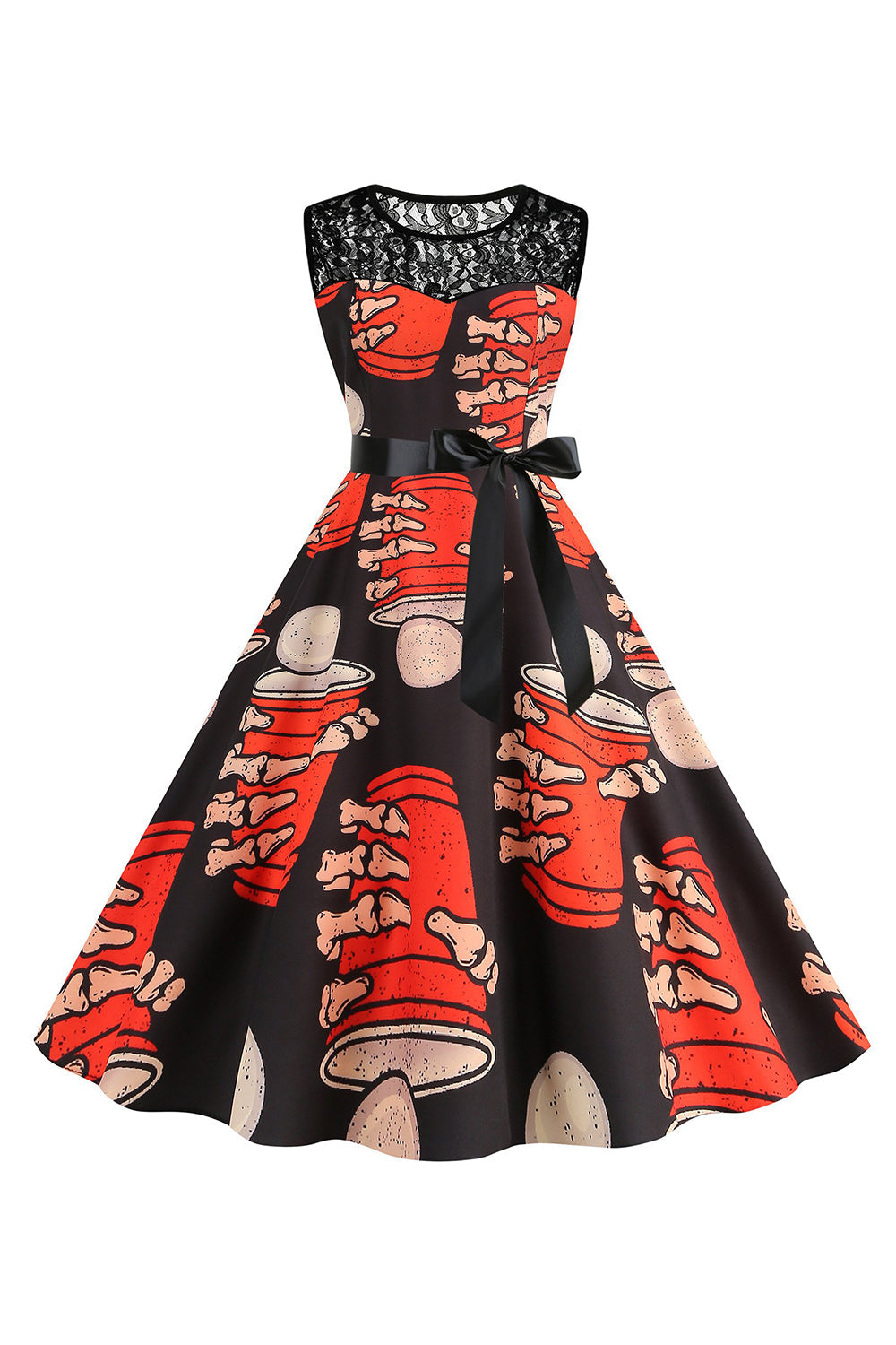 Halloween abóbora estampado laranja vestido vintage