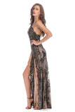 Preto Esparguete Correia Deep V-neck Vestido de Noite Longo