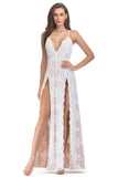 Preto Esparguete Correia Deep V-neck Vestido de Noite Longo