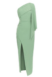 Blue One Shoulder Bodycon Vestido de Coquetel Longo