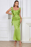 Verde Querida Pescoço Bodycon Long Open Back Party Dress