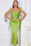 Verde Querida Pescoço Bodycon Long Open Back Party Dress