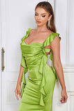 Verde Querida Pescoço Bodycon Long Open Back Party Dress