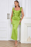 Verde Querida Pescoço Bodycon Long Open Back Party Dress