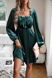Veludo Preto Uma linha de vestido de festa de férias com pregas